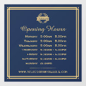 Klassieke openingsuren Zakelijk logo marineblauw g Raamsticker (Vel)