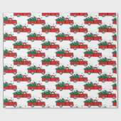 Klassieke ophaalwagen met kerstboom cadeaupapier (Vlak)