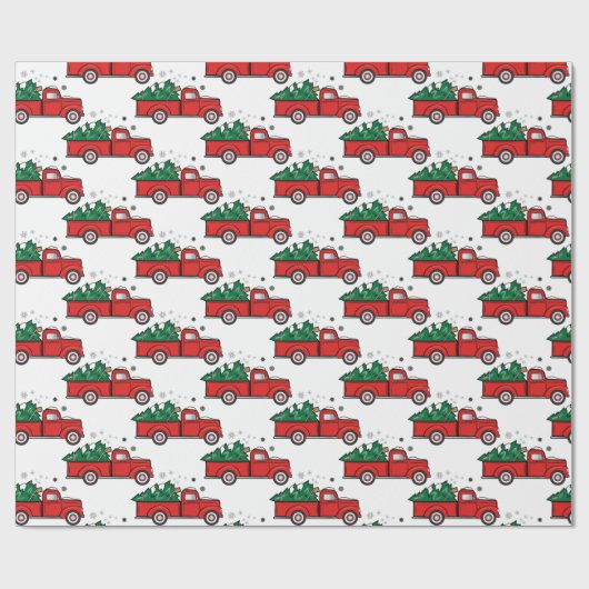 Klassieke ophaalwagen met kerstboom cadeaupapier (Vlak)