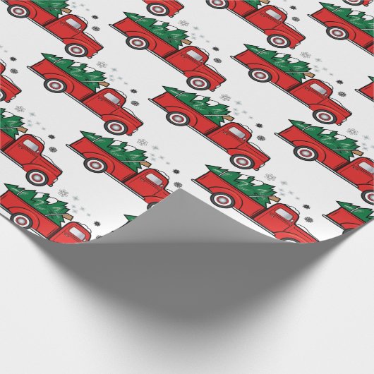 Klassieke ophaalwagen met kerstboom cadeaupapier (Hoek)
