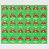 Klassieke ophaalwagen met kerstboom in bed cadeaupapier (Vlak)