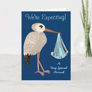 Klassieke opslag (blauw) (Baby shower) Aankondiging