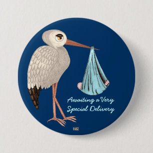 Klassieke opslag (blauw) (Baby shower) Ronde Button 7,6 Cm
