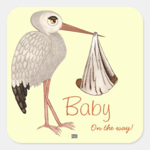 Klassieke opslag (neutraal) 2 (Baby shower) Vierkante Sticker