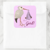 Klassieke opslag (roze) 2 (Baby shower) Vierkante Sticker (Tas)