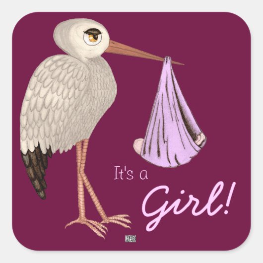 Klassieke opslag (roze) (Baby shower) Vierkante Sticker (Voorkant)