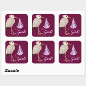 Klassieke opslag (roze) (Baby shower) Vierkante Sticker (Vel)