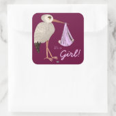 Klassieke opslag (roze) (Baby shower) Vierkante Sticker (Tas)