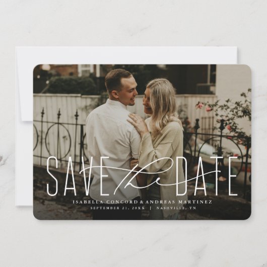 Klassieke opslag van de datumfotokaart save the date (Voorkant)