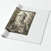 Klassieke Opstanding Engel Gravure Vector Kunst_1 Cadeaupapier (Uitgerold)