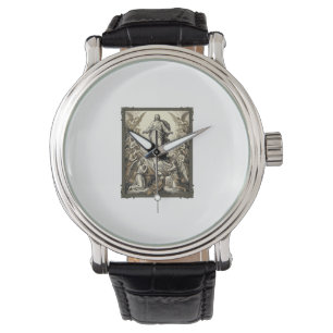 Klassieke Opstanding Engel Gravure Vector Kunst_1 Horloge