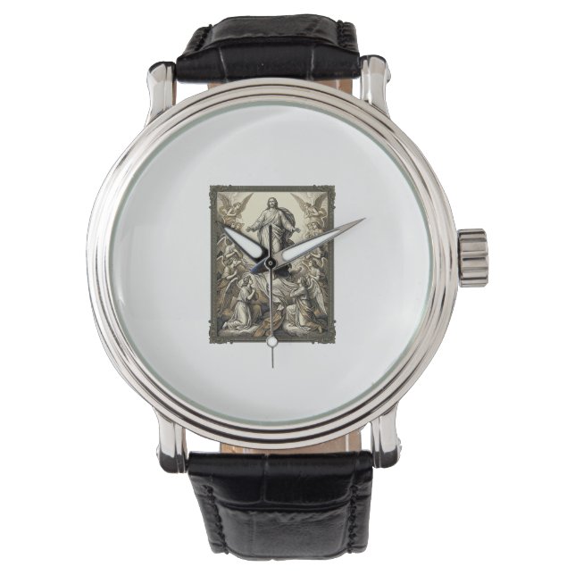 Klassieke Opstanding Engel Gravure Vector Kunst_1 Horloge (Voorkant)