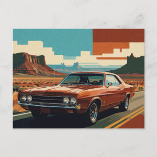 ⭐ Klassieke Oranje Auto Retro Reis Briefkaart