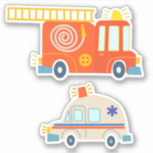 Klassieke oranje brandweerwagen sirenladder ambula sticker (Voorkant)