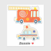 Klassieke oranje brandweerwagen sirenladder ambula sticker (Vel)