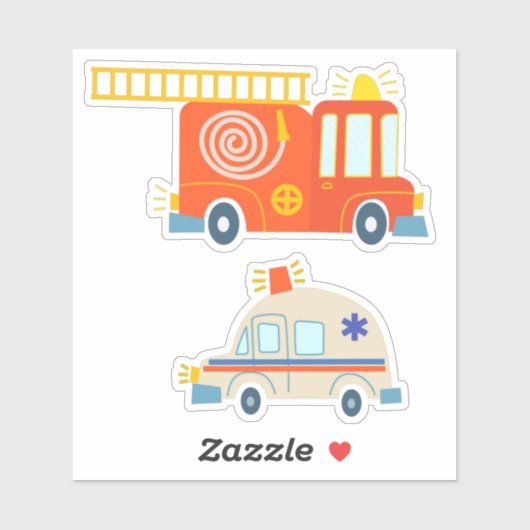 Klassieke oranje brandweerwagen sirenladder ambula sticker (Vel)