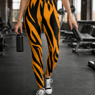Klassieke Oranje en Zwarte Tijgerstreep Dier Leggings