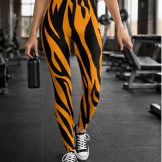 Klassieke Oranje en Zwarte Tijgerstreep Dier Leggings