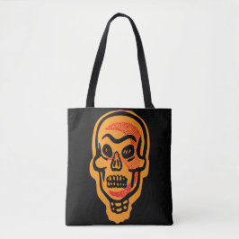 Klassieke Oranje Halloween Skull | Rode highlights Tote Bag