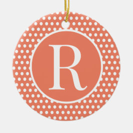 Klassieke Oranje initiaal letter Polka Dot Keramisch Ornament