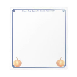 Klassieke Oranje pompoennavel Blue Custom Name Her Notitieblok