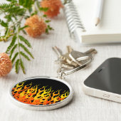 Klassieke Oranje racegevechten in brand Sleutelhanger (Zijkant)