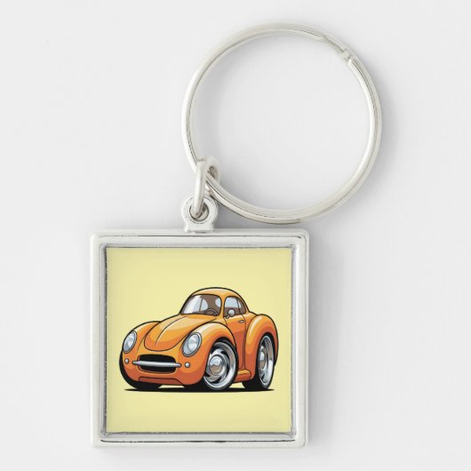 Klassieke Oranje Toon Auto Sleutelhanger (Voorkant)