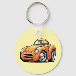 Klassieke oranje Toon-auto Sleutelhanger