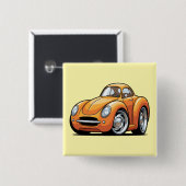 Klassieke oranje Toon-auto Vierkante Button 5,1 Cm (Voorkant /achterkant)