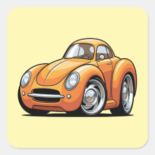 Klassieke Oranje Toon Auto Vierkante Sticker