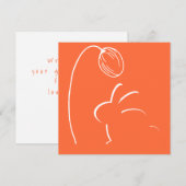 Klassieke Oranje White Bunny Flower Easter Kaart (Voorkant / Achterkant)