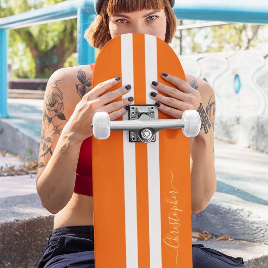 Klassieke Oranje witte gouden monogram racestapes Persoonlijk Skateboard