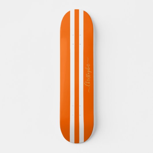 Klassieke Oranje witte gouden monogram racestapes Persoonlijk Skateboard (Voorkant)