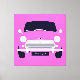 Klassieke originele Pink Austin Mini Cooper Canvas Afdruk