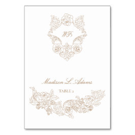 Klassieke Ornament bruin-vouwbare naam Kaart