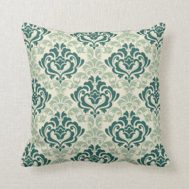Klassieke Ornamental Damask Green Floral Kussen