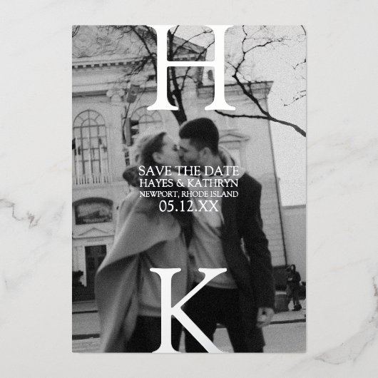 Klassieke Oud Geld Esthetische Minimal Save the Da Folie Uitnodiging (Voorkant)