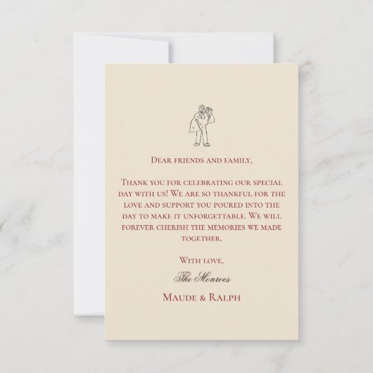 Klassieke Oud Geld Vet Rood Trouwen Dank u kaart (Achterkant)