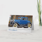 Klassieke oude auto met hond kaart (Voorkant)