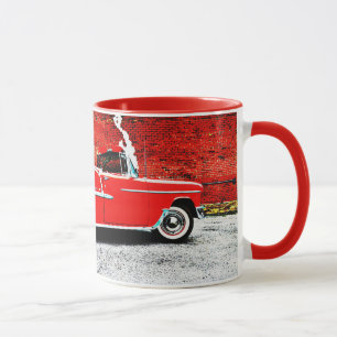 Klassieke Oude Bel Air Rode 1955 Auto Kunst Mok Be