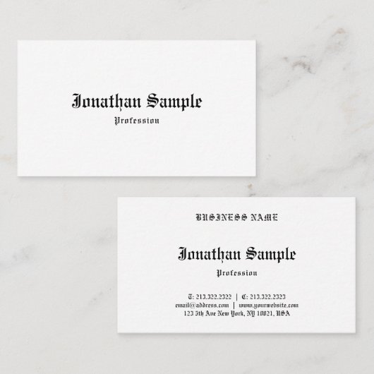 Klassieke oude Engelse tekst nostalgische look Sja Visitekaartje (Voorkant / Achterkant)