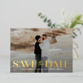 Klassieke oude FOLIE bruiloft bewaart de Kaart Dat (Staand Voorkant)