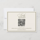 Klassieke Oude Geld Olijfgroene Trouw QR Code RSVP Kaartje (Voorkant)