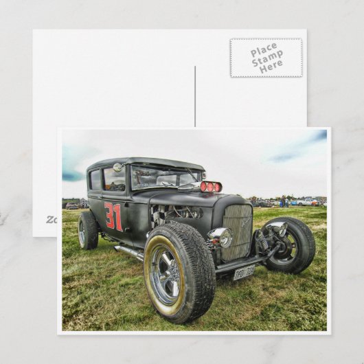 Klassieke oude hotrod  auto briefkaart (Voorkant / Achterkant)