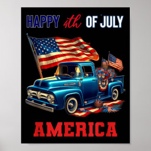 Klassieke Oude Pick-up Truck 4 juli Patriottisch Poster