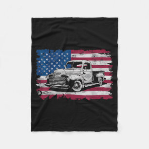 Klassieke Oude Pick-up Truck Amerikaanse Vlag 4 ju Fleece Deken