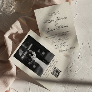 Klassieke Oude Rijke Retro Foto QR Code Trouwdag Kaart