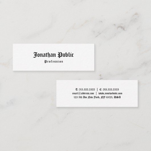 Klassieke oude tekst Sjabloon handschrift Mini Visitekaartje (Voorkant / Achterkant)