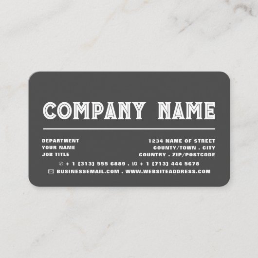 Klassieke oude typografie - Logo - grijs & wit Visitekaartje (Voorkant)