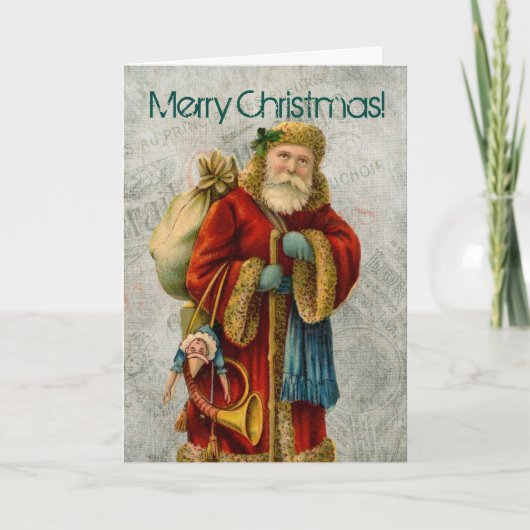 Klassieke Oude Wereld Kerstman Feestdagen Kaart (Voorkant)
